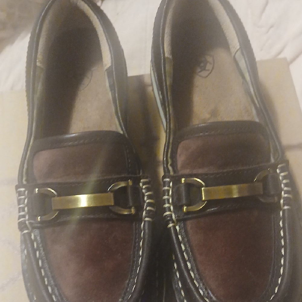 Ariat Womens Dark Brown Loafers with Gold Detail